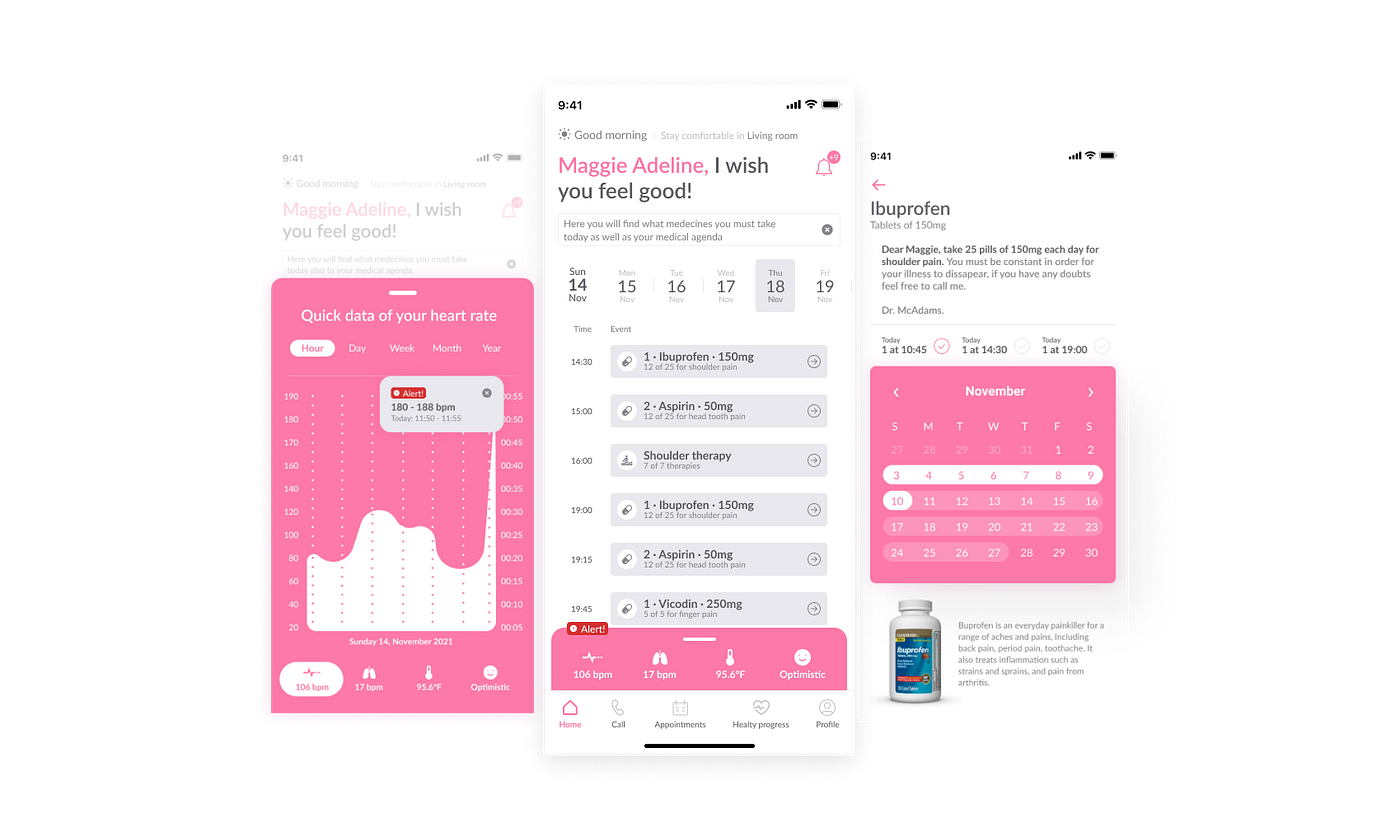 Monitor app main UI screens overview