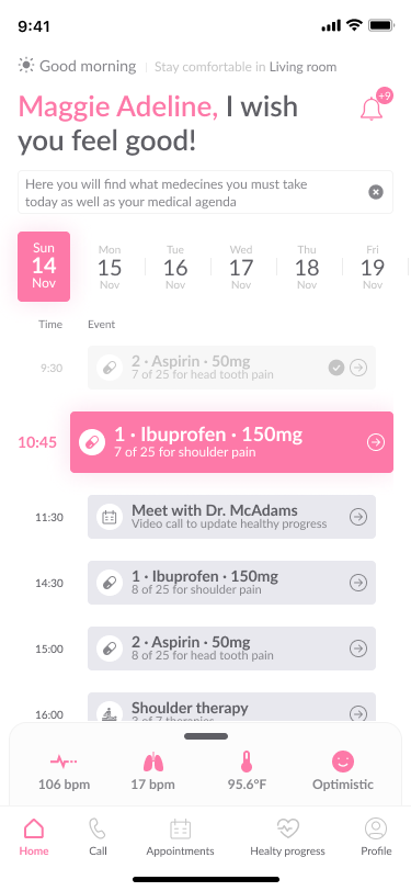 Mobile screen — home dashboard