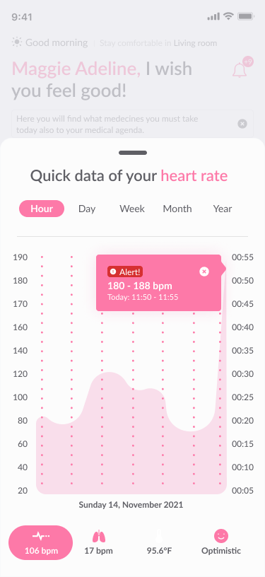 Mobile screen — health event log
