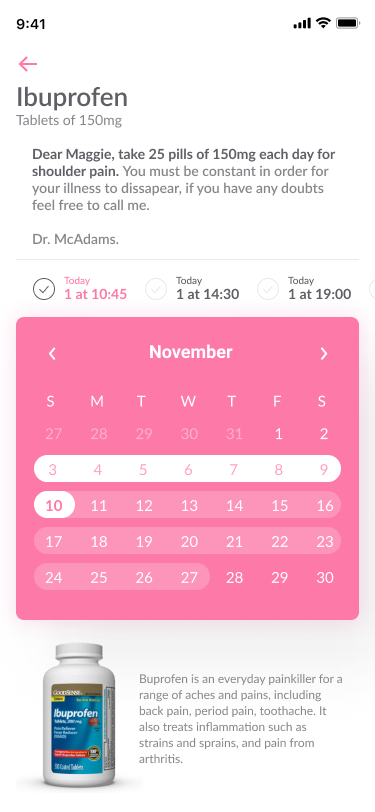Mobile screen — medication schedule