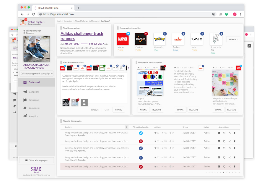 Journey map and user story mapping across social platforms