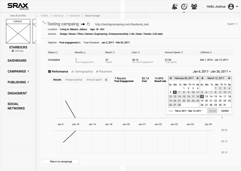 Hi-fi screen — reporting module