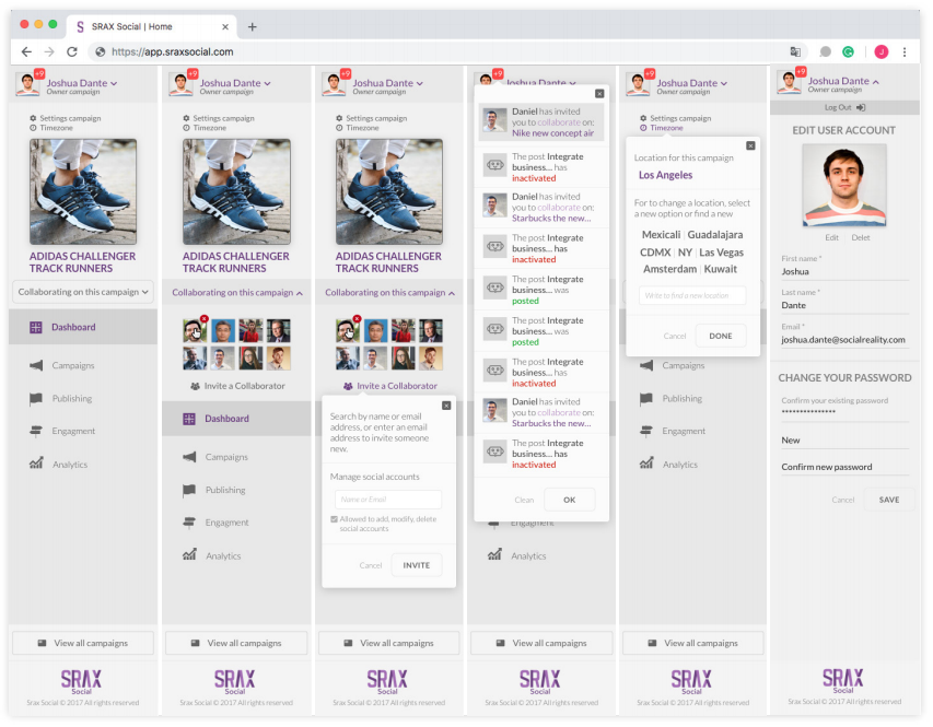 Final high-fidelity screens — platform overview